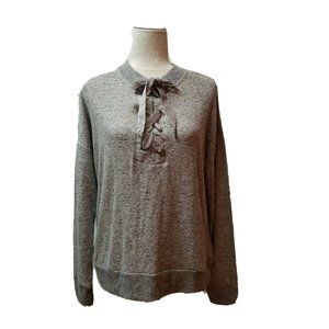 Olive + Oak Women's Sweater Quarter Lace Tie Neck